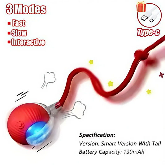 Cat Interactive Ball Toy Automatic Rolling Ball Tail Rechargeable Smart Pet Electric Toy Dog Cat Training Imitate Mouse