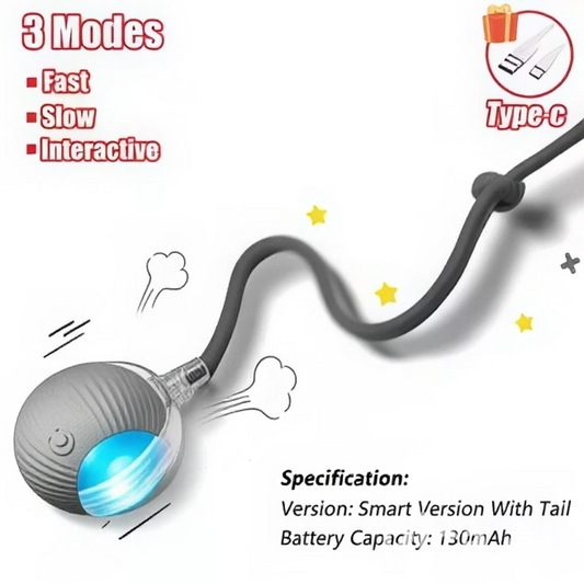 Cat Interactive Ball Toy Automatic Rolling Ball Tail Rechargeable Smart Pet Electric Toy Dog Cat Training Imitate Mouse