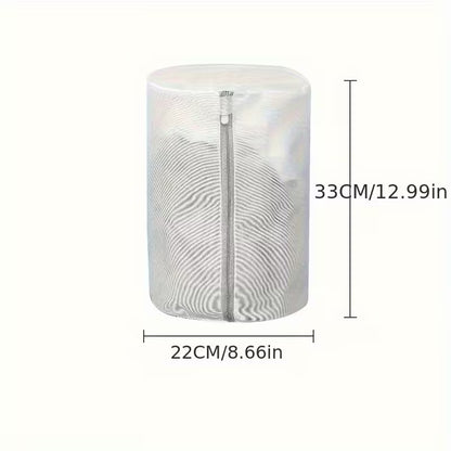 Durable White Polyester Shoe Wash Bag with Mesh Pocket and Zipper Closure - Suitable for Machine Laundry, Cleaning Bags for Sneakers & Jewelry Accessories Rich in Fleece Lining