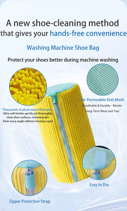 Durable White Polyester Shoe Wash Bag with Mesh Pocket and Zipper Closure - Suitable for Machine Laundry, Cleaning Bags for Sneakers & Jewelry Accessories Rich in Fleece Lining